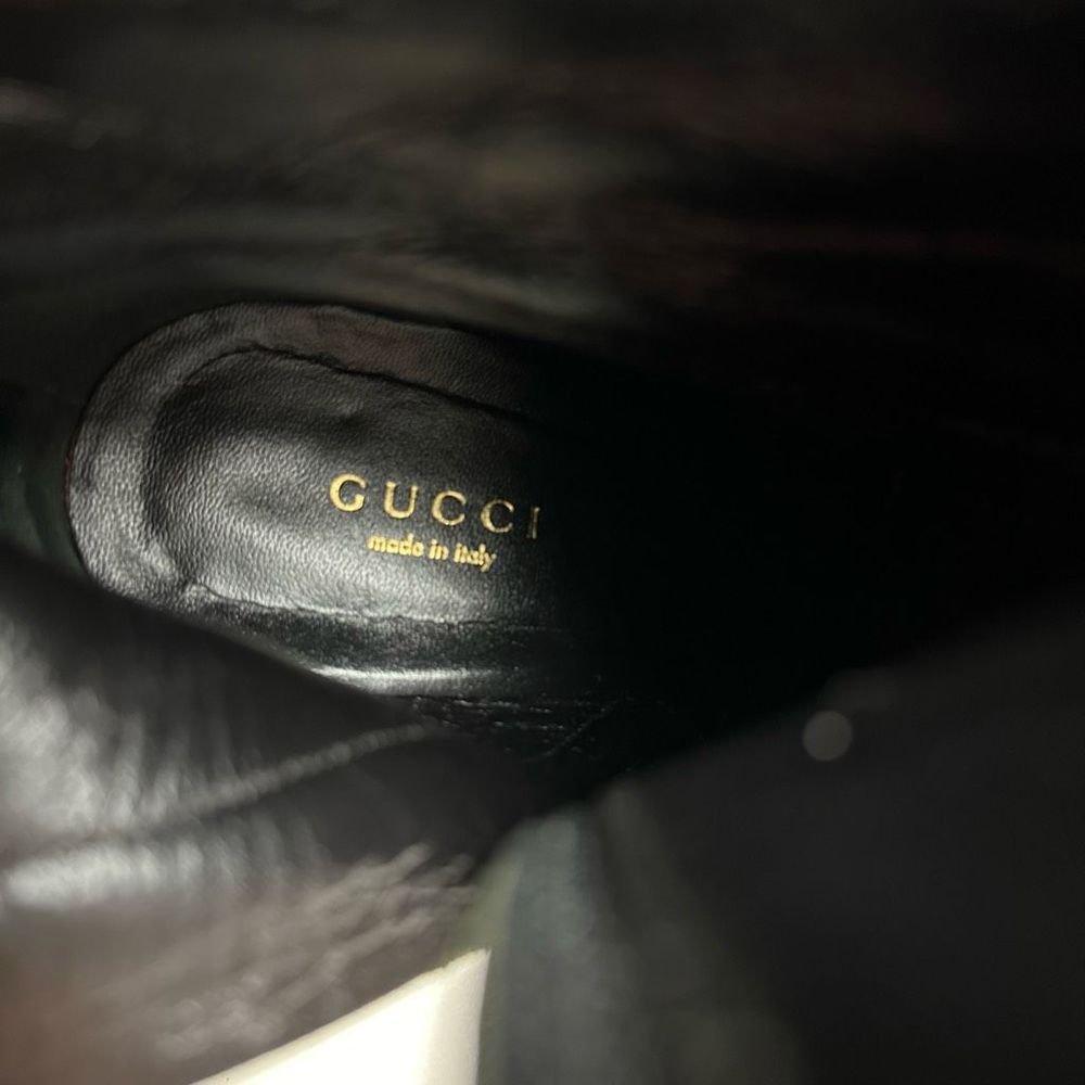 GUCCI Kesha Buckle Ankle Boots 36.5 US 6.5 Black Smooth Leather Heeled Booties - Picture 11 of 13